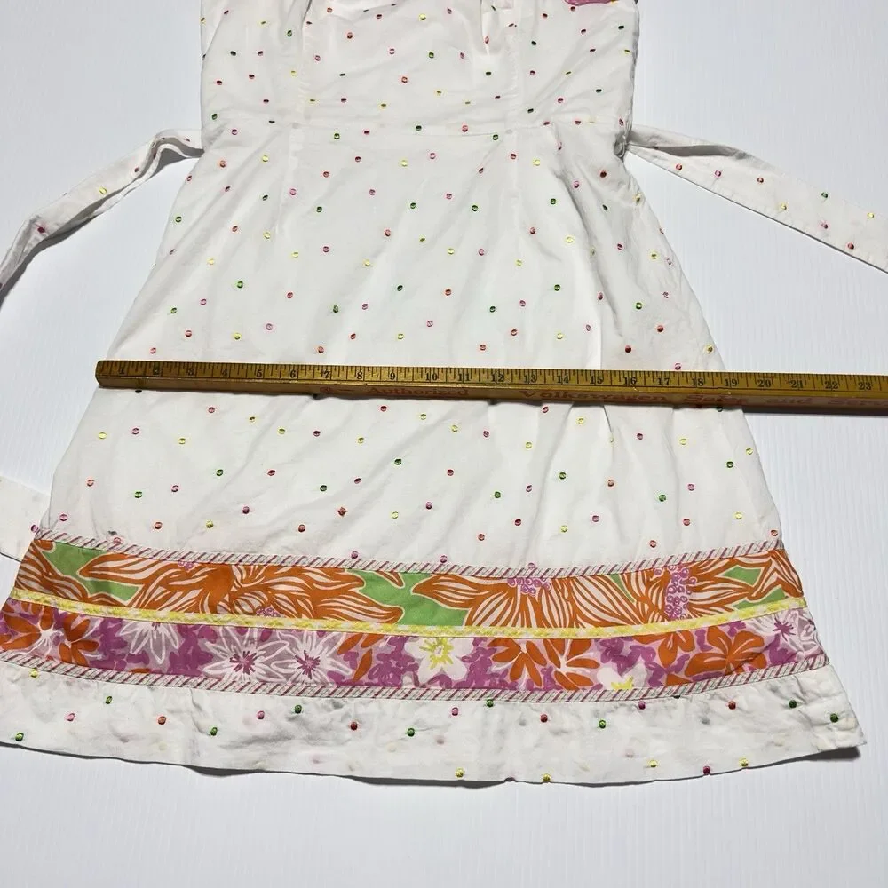 Lily Pulitzer Strapless Sienna Dress White Embroidered Colorful Polka Dot Size 8 - Picture 10 of 11
